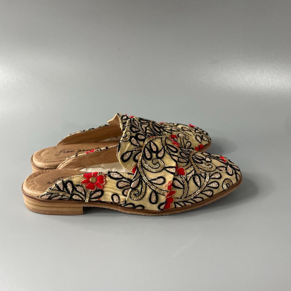 Free People Gold Embroidered Loafers, Size 36 - Picture 2 of 10